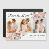 Roze Floral 3 Foto Weddenschap Magnetic Save the D (Voorkant / Achterkant)