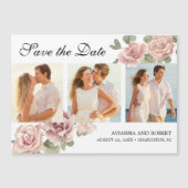 Roze Floral 3 Foto Weddenschap Magnetic Save the D (Voorkant)