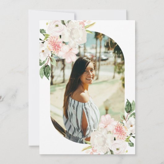 Roze Floral 40ste verjaardag uitnodiging (Achterkant)