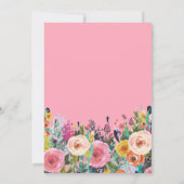 Roze Floral 40th Birthday Invitation Kaart (Achterkant)