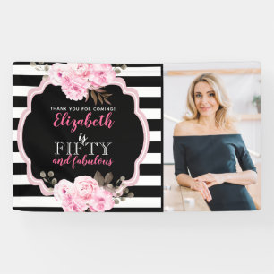 Roze Floral 50 en Fabulous Photo Black & White Spandoek