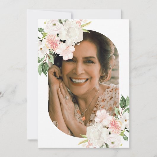 Roze Floral 60ste verjaardag van de uitnodiging va (Achterkant)