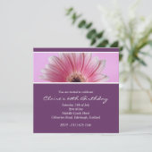 Roze Floral 60th Birthday Party Invitation Kaart (Staand voorkant)