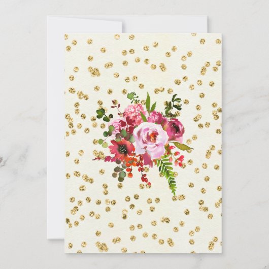 Roze Floral 70e verjaardag uitnodiging (Achterkant)