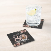 Roze Floral 80th Birthday Kartonnen Onderzetters (Insitu)