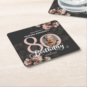 Roze Floral 80th Birthday Kartonnen Onderzetters