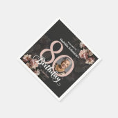 Roze Floral 80th Birthday Servet (Hoek)