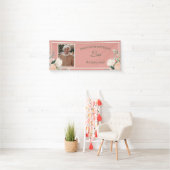 Roze Floral 90th Birthday Banner (Insitu)