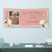Roze Floral 90th Birthday Banner (Beurs)