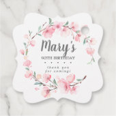 Roze Floral 90th Birthday Hartelijk dank Bedankjes Labels (Achterkant)