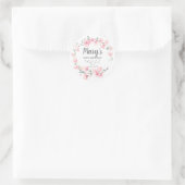 Roze Floral 90th Birthday Hartelijk dank Ronde Sticker (Tas)