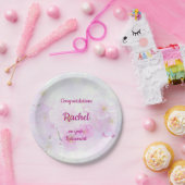 Roze Floral Aangepast design Retirement Papieren Bordje (Feest)