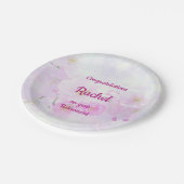 Roze Floral Aangepast design Retirement Papieren Bordje (Gekanteld)