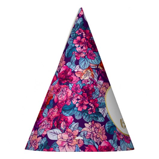  roze Floral Aangepaste Foto Happy Birthday Feesthoedjes (Links)