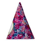  roze Floral Aangepaste Foto Happy Birthday Feesthoedjes (Rechts)