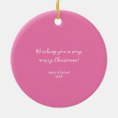  roze Floral - Aangepaste kerstboom Keramisch Ornament (Achterkant)