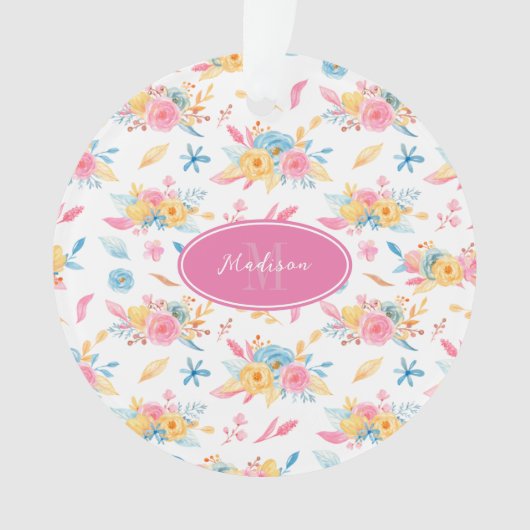  roze Floral - Aangepaste kerstboom Ornament (voorkant)