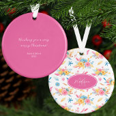 roze Floral - Aangepaste kerstboom Ornament