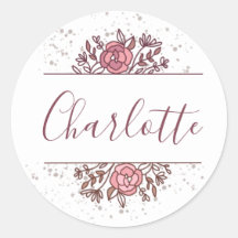  Roze Floral Aangepaste Naam