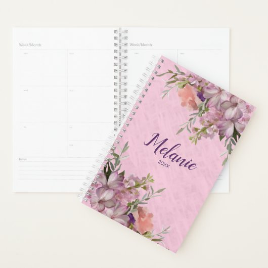 Roze Floral - Aangepaste voornaam Planner (Display)