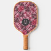 Roze Floral Abstract Monogrammed Pickleball Paddle (Voorkant)