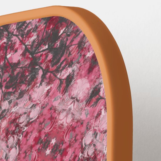 Roze Floral Abstract Monogrammed Pickleball Paddle (Links Detail)