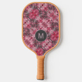 Roze Floral Abstract Monogrammed Pickleball Paddle (Achterkant)