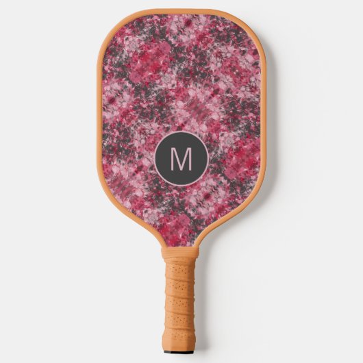 Roze Floral Abstract Monogrammed Pickleball Paddle (Achterkant)