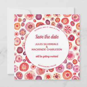 Roze Floral Abstract Patroon Save The Date