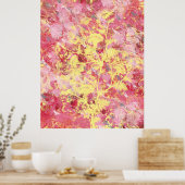 Roze Floral Abstract Poster (Keuken)