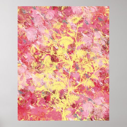 Roze Floral Abstract Poster (Voorkant)