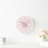 Roze Floral Abstracte acrylwandklok Ronde Klok (Huis)