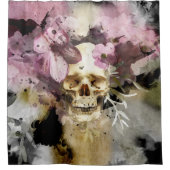 Roze Floral Abstracte kunst Douchegordijn (Voorkant)