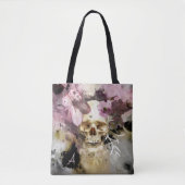 Roze Floral Abstracte Kunst met monogram Tote Bag (Voorkant)