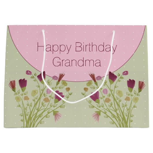 Roze Floral Accented Groot Cadeauzakje (Voorkant)