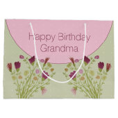 Roze Floral Accented Groot Cadeauzakje (Achterkant)