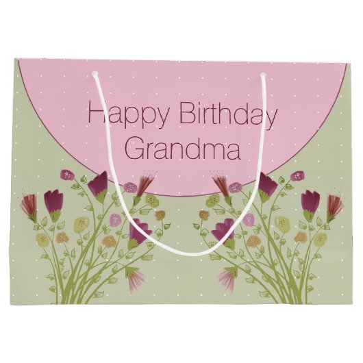 Roze Floral Accented Groot Cadeauzakje (Achterkant)