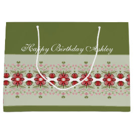 Roze Floral Accented Groot Cadeauzakje