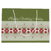 Roze Floral Accented Groot Cadeauzakje (Achterkant)