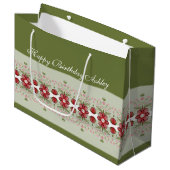 Roze Floral Accented Groot Cadeauzakje (Voorkant Gekanteld)