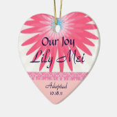 Roze Floral Adoption Announcement Keepslag Keramisch Ornament (Links)