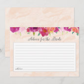 Roze Floral advies voor de Bride Kaart (Voorkant / Achterkant)