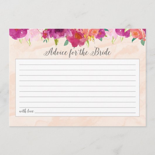 Roze Floral advies voor de Bride Kaart (Voorkant)