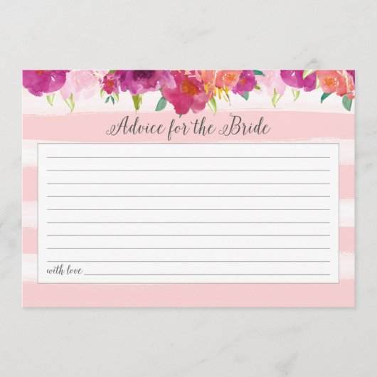 Roze Floral advies voor de Bride Kaart (Voorkant)