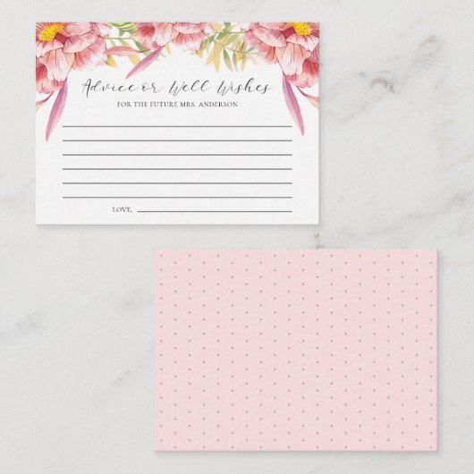 Roze Floral Adviseer of maakt Vrijgezellenfeest go Advieskaart (Voorkant / Achterkant)