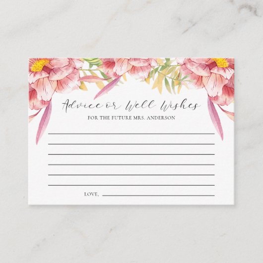 Roze Floral Adviseer of maakt Vrijgezellenfeest go Advieskaart (Voorkant)