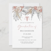 Roze Floral Afstudeerder Party Nurse Afstuderen Kaart (Voorkant)