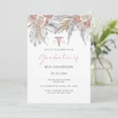 Roze Floral Afstudeerder Party Nurse Afstuderen Kaart (Staand voorkant)