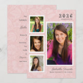  Roze Floral Afstuderen Foto Collage Kaart (Voorkant / Achterkant)