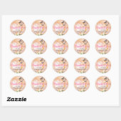 Roze Floral Afstuderen Hartelijk dank Ronde Sticker (Vel)